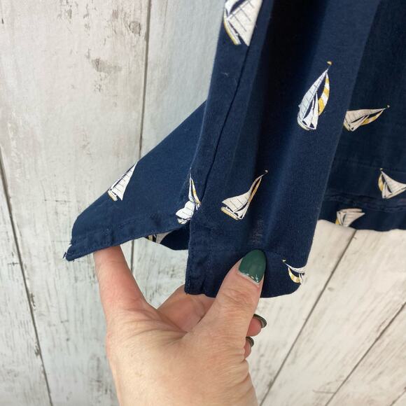 Brooks Brothers Sailboat Print Polo Shirt Navy Mercerized Cotton Men Size Large - Picture 3 of 10